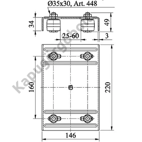 Felső vezető lemez, állítható 4 x 30 mm poliamid
