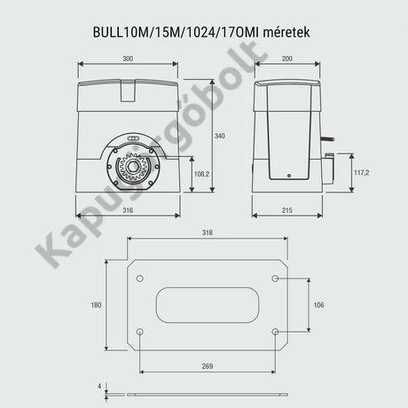 Beninca KIT-BULL10M tolókapu mozgató garnitúra 1000 kg. kapusúlyig 