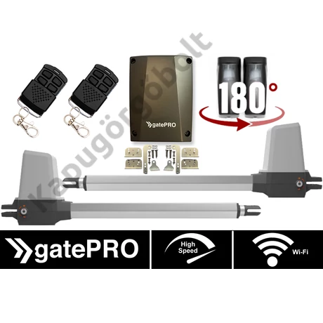 gatePRO TERRIER WiFi 200 kétszárnyú kapunyitó garnitúra 2 év garanciával max. 2x2,5 m. kapuszárnyhoz