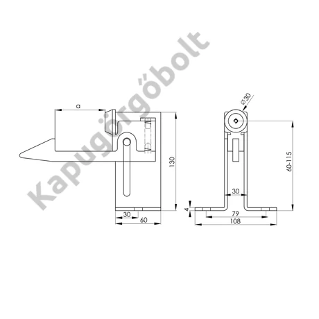 Ütköző szárnyas talpas 40 mm.