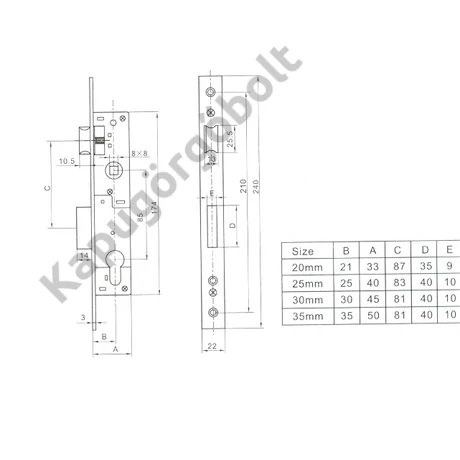 Portálzár 40-es 25/85/22 +zárbetét 30x30 ANBO