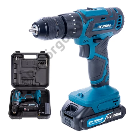 Hyundai HYD-20VFBL 20V Akkus fúró ütvefúró-csavarozó fém tokmány Brushless motor 1db akku + töltő