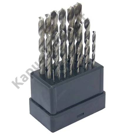 Fémcsigafúró készlet, 19 db. HSS, 1-10 mm. műanyag dobozban.