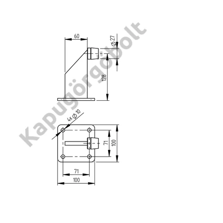 Ütköző talpas, csavarozható 100x100x130