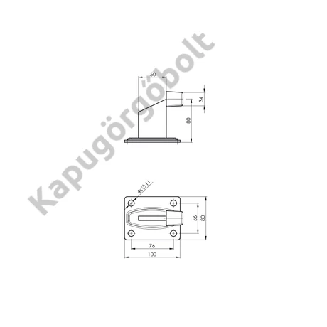 Ütköző talpas csavarozható 100x80x80