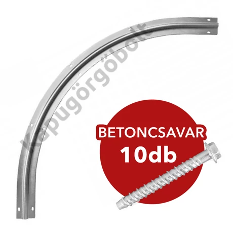 Tolókapu sín U" profil, csavarozható íves R8 + 22 db betoncsavar
