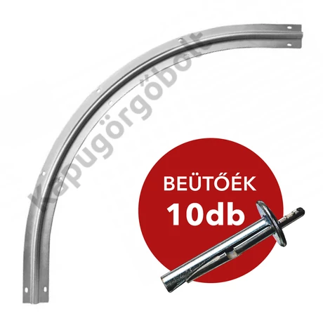 Tolókapu sín U" profil, csavarozható íves R8 + 10 db beütőék
