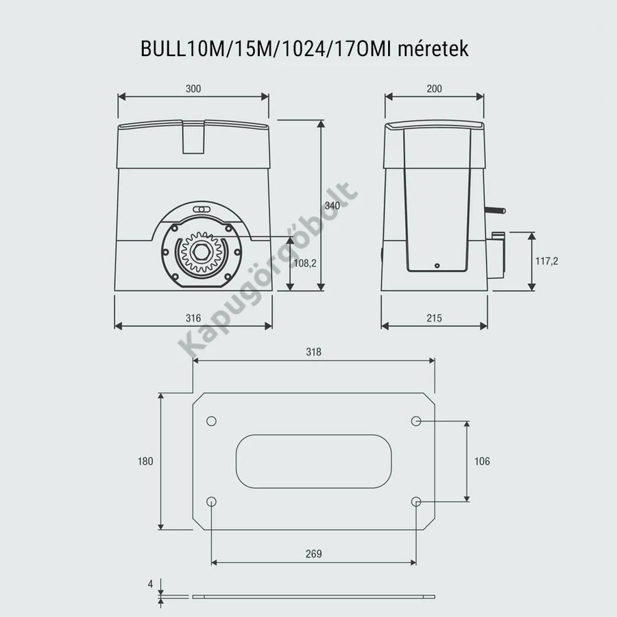 Beninca KIT-BULL10M tolókapu mozgató garnitúra 1000 kg. kapusúlyig 